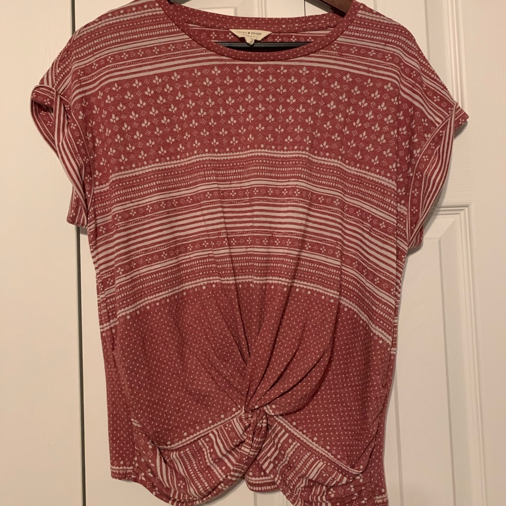 Women’s Lucky Brand Red Top (S) with knot detail